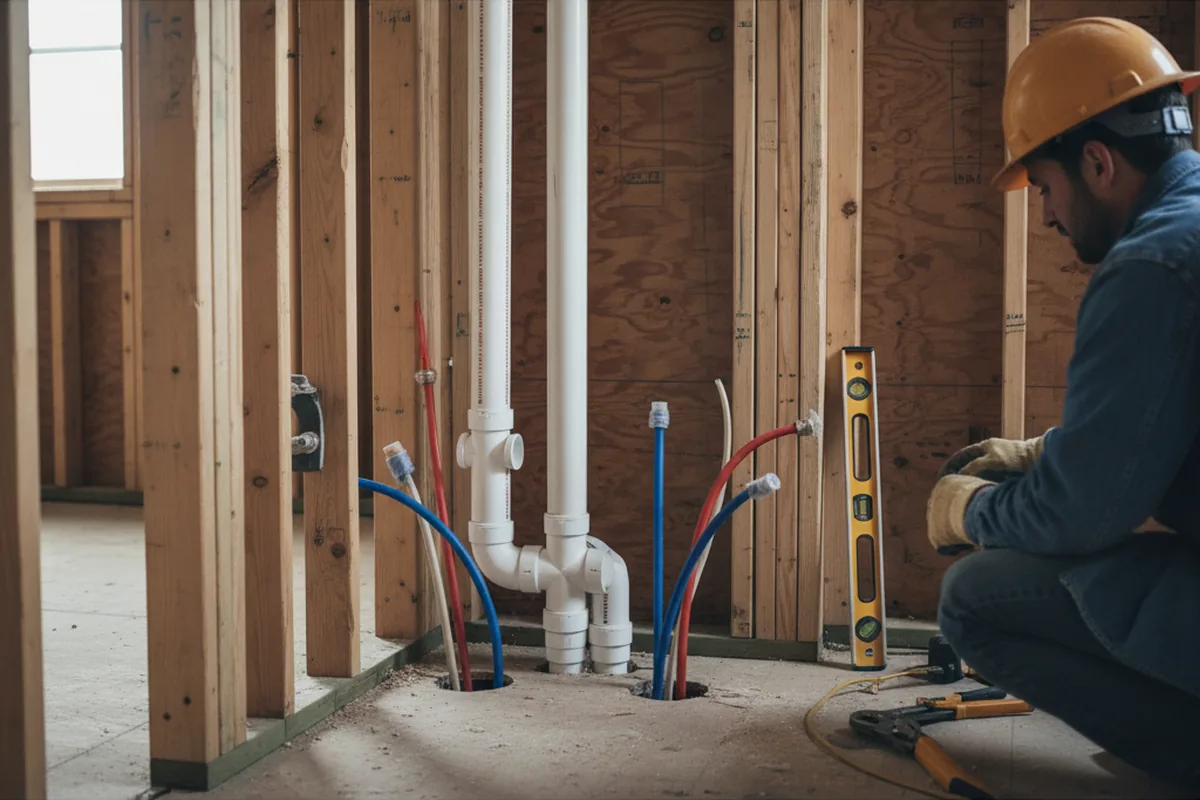 Drain and supply rough-in during Leak Detection in Arkoma