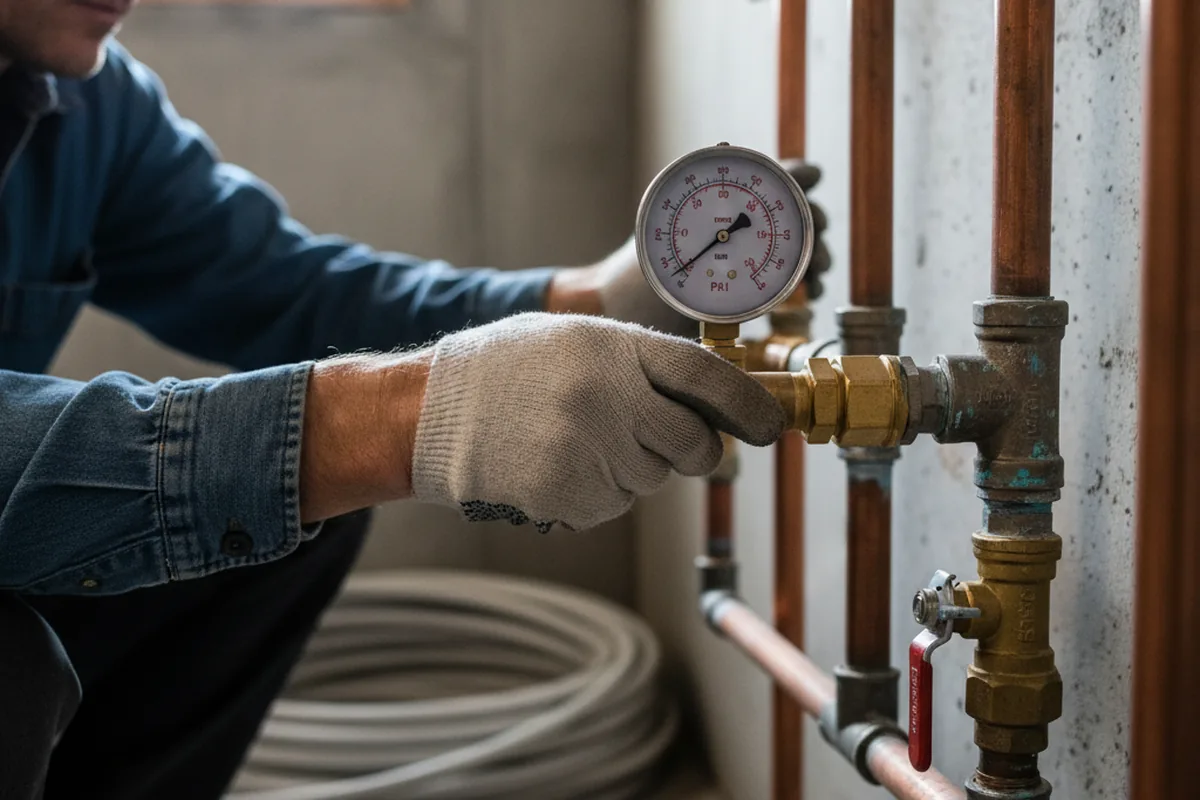 Pressure testing a repaired line during Water Line Repair in Arkoma